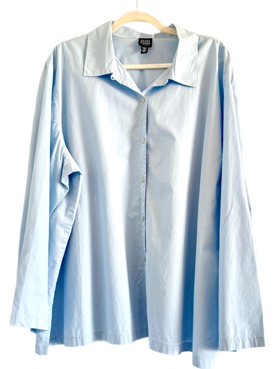 Eileen Fisher Tops - Eileen Fisher Pale Blue Button-Down Shirt 3X